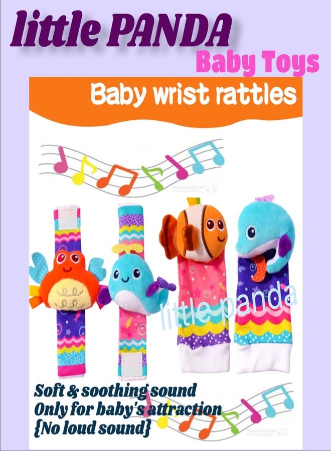 little PANDA Baby Wrist Rattle Socks Foot Finder Toy Hand Bracelet Rattle Newborn Soft Sensory Toys for Born Baby Shower Gifts 0-3 6-12 Months Infant Girl Boy, Whale Fish Toy - Image 2